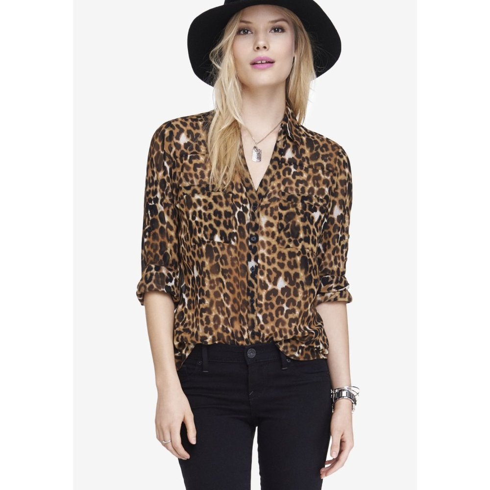 Express Portofino Shirt Animal Print Leopard